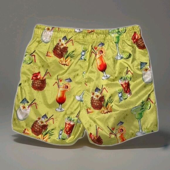 Psycho Tuna Mens Tropical Cocktails Lemon Board Swim Shorts Trunks Size M NWT - Picture 2 of 5